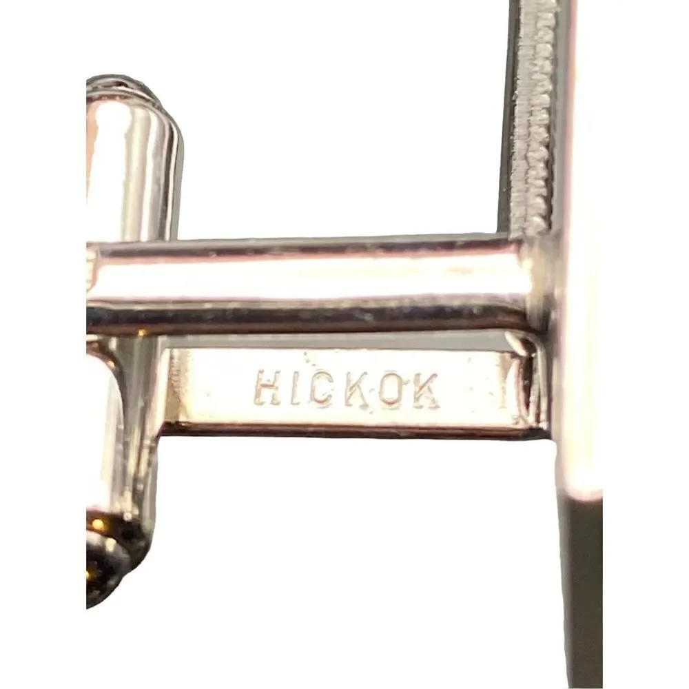 Vintage Hickock silver tone square cuff links with inner square pattern